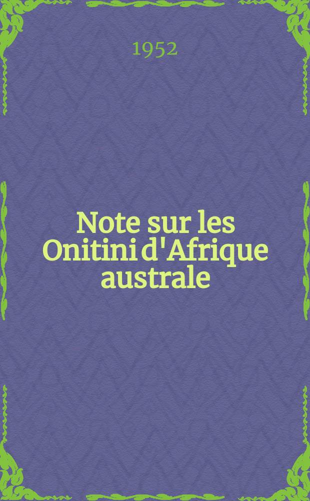 16 : Note sur les Onitini d'Afrique australe
