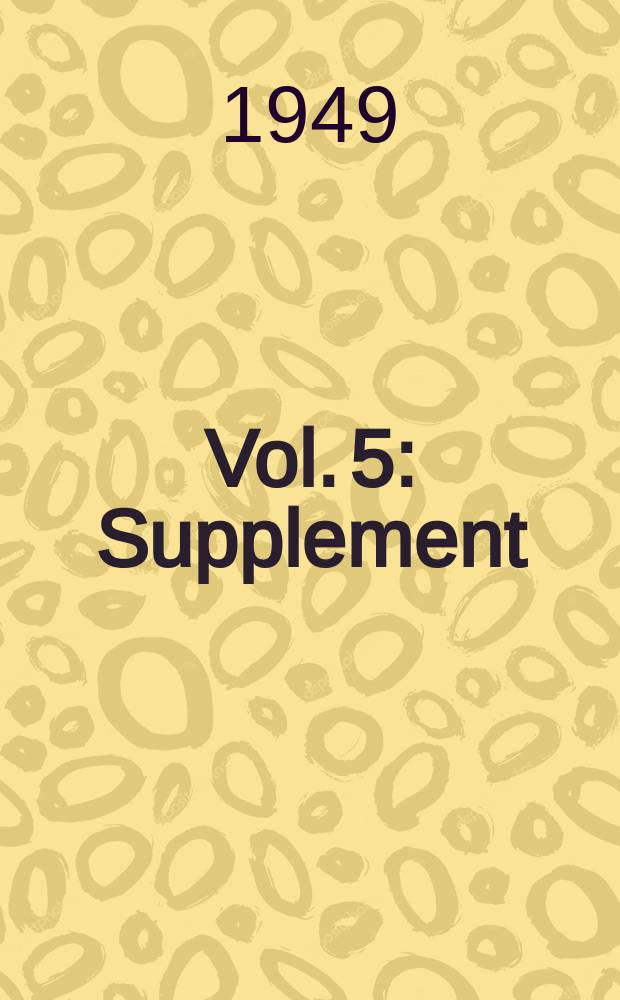 Vol. 5 : Supplement