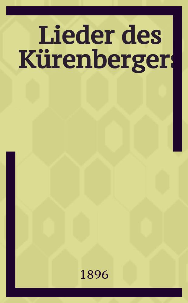 1 : Lieder des Kürenbergers