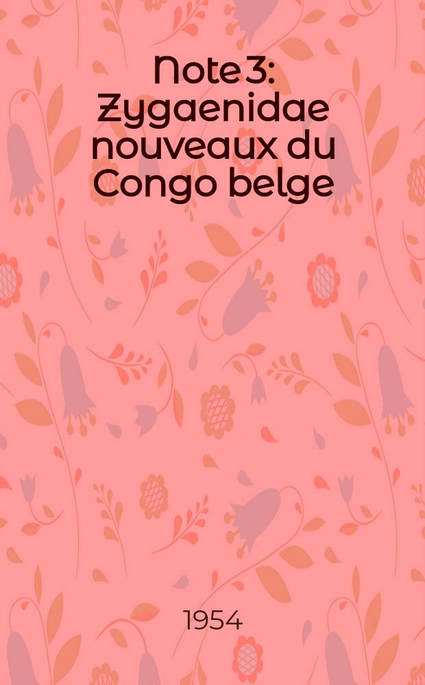 Note 3 : Zygaenidae nouveaux du Congo belge