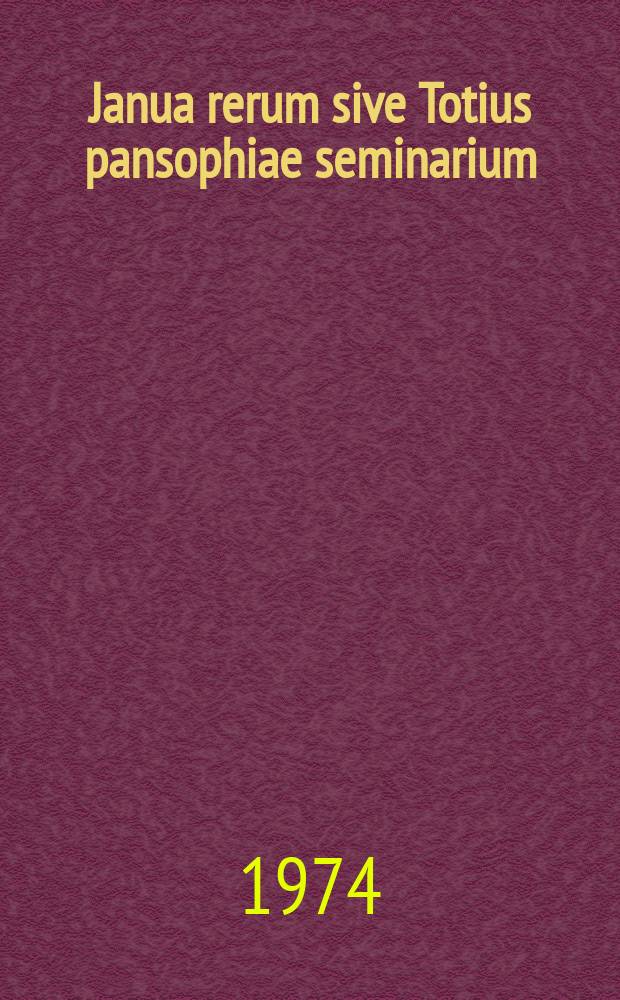 14 : Janua rerum sive Totius pansophiae seminarium ; Pansophie Christianae liber III ; Ad. amicos Lesnae in Polonia agentes ; Consultationis brevissima delineatio ; Elaborandorum operum catalogus ; Studii pansophici in Anglia fautoribus ; Janua rerum reserata (zlomek) ; Pansophiae diatyposis ; Templi pansophici delineatio scenographica ; Scenographiae pansophicae pars II ; Via lucis