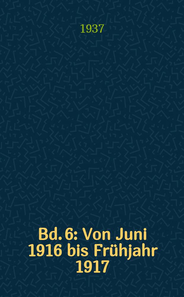 Bd. 6 : Von Juni 1916 bis Fr&uuml;hjahr 1917
