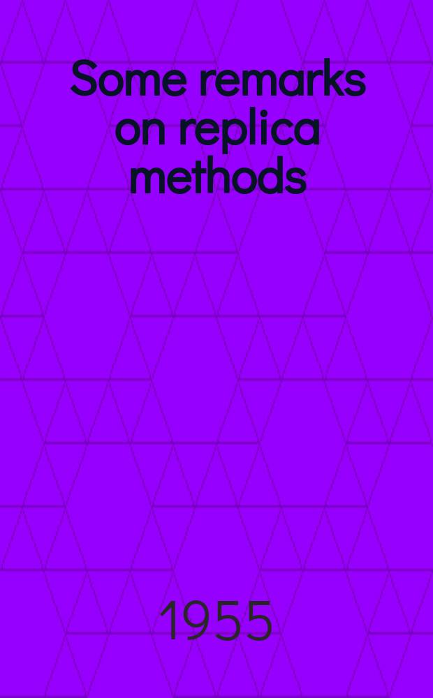 3 : Some remarks on replica methods