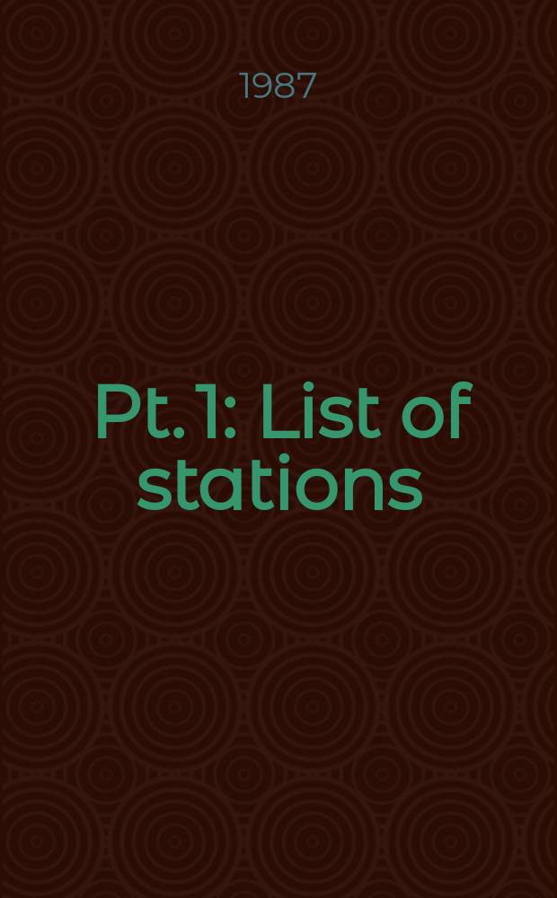 Pt. 1 : List of stations: CANCAP-project. Contributions N 74