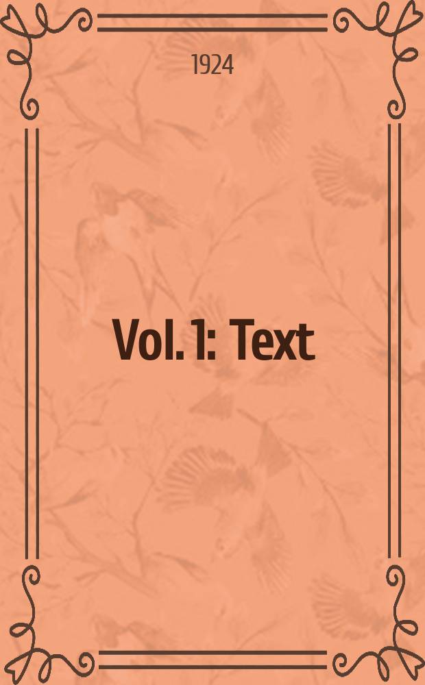 Vol. 1 : Text