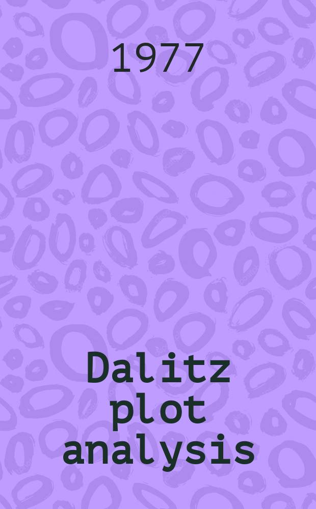 1 : Dalitz plot analysis