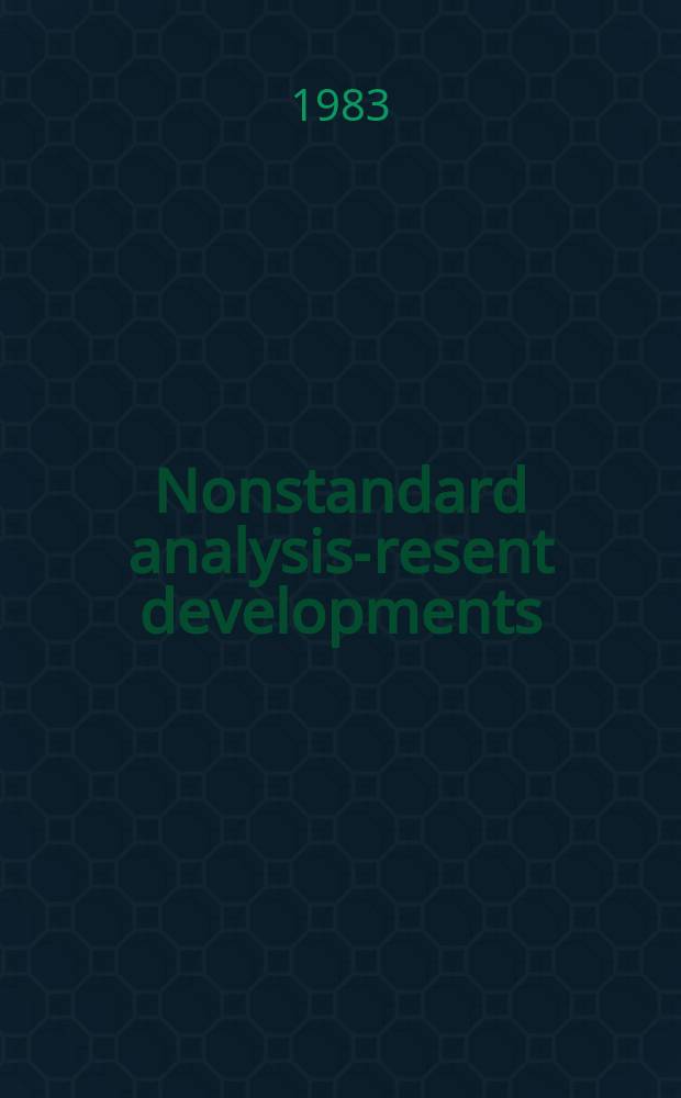 Nonstandard analysis-resent developments