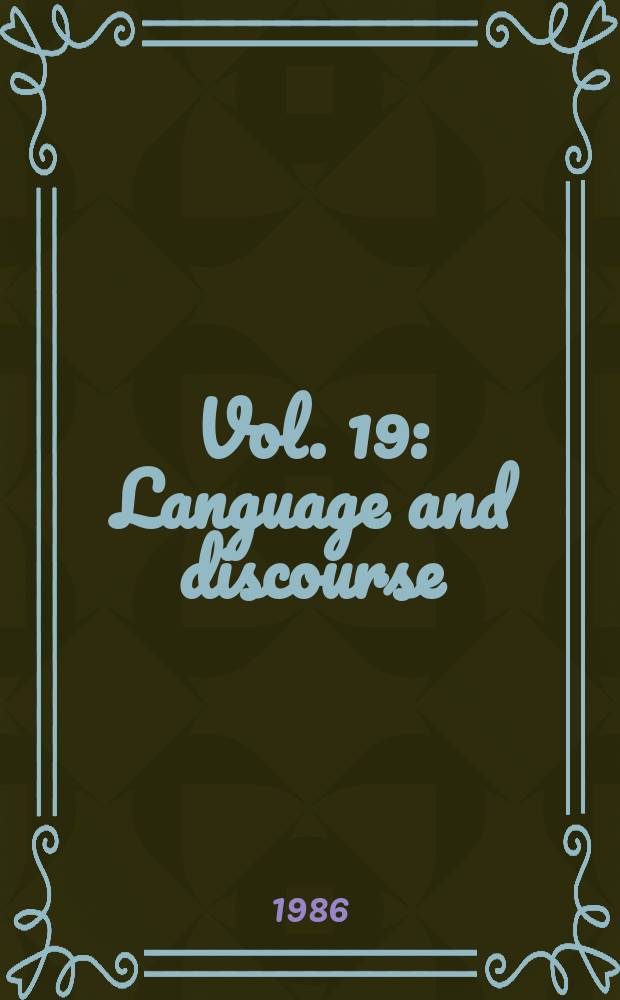 Vol. 19 : Language and discourse