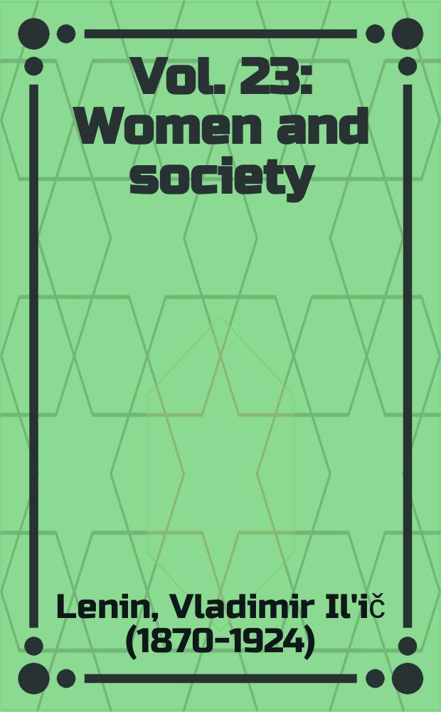 Vol. 23 : Women and society