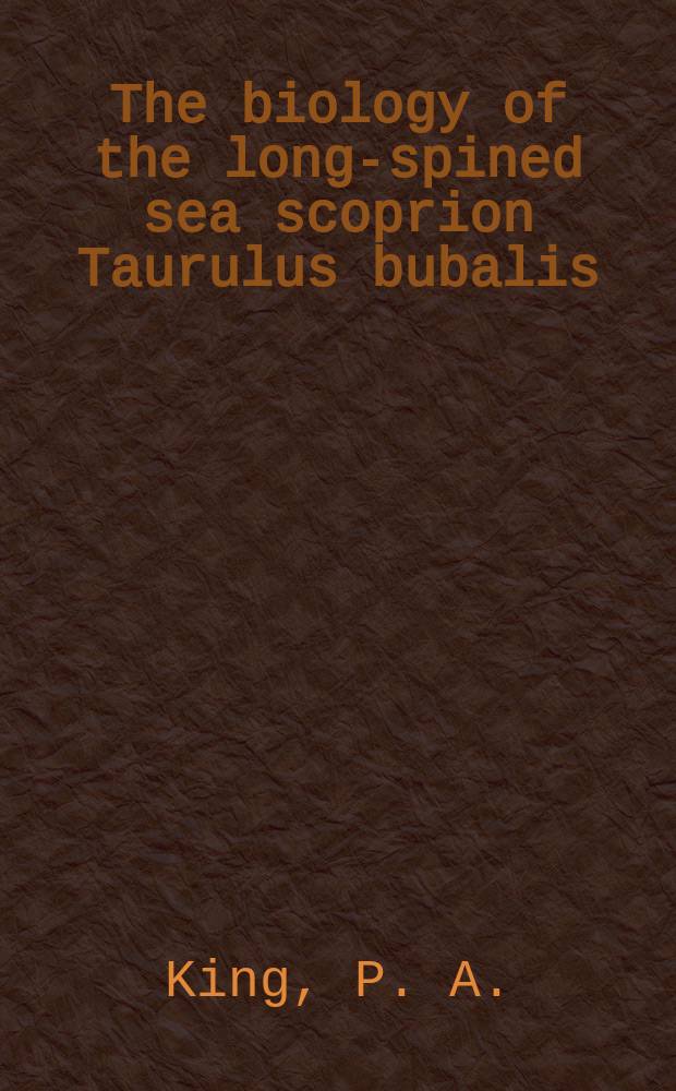 16 : The biology of the long-spined sea scoprion Taurulus bubalis (Euphrasen, 1786) in the Galway bay area