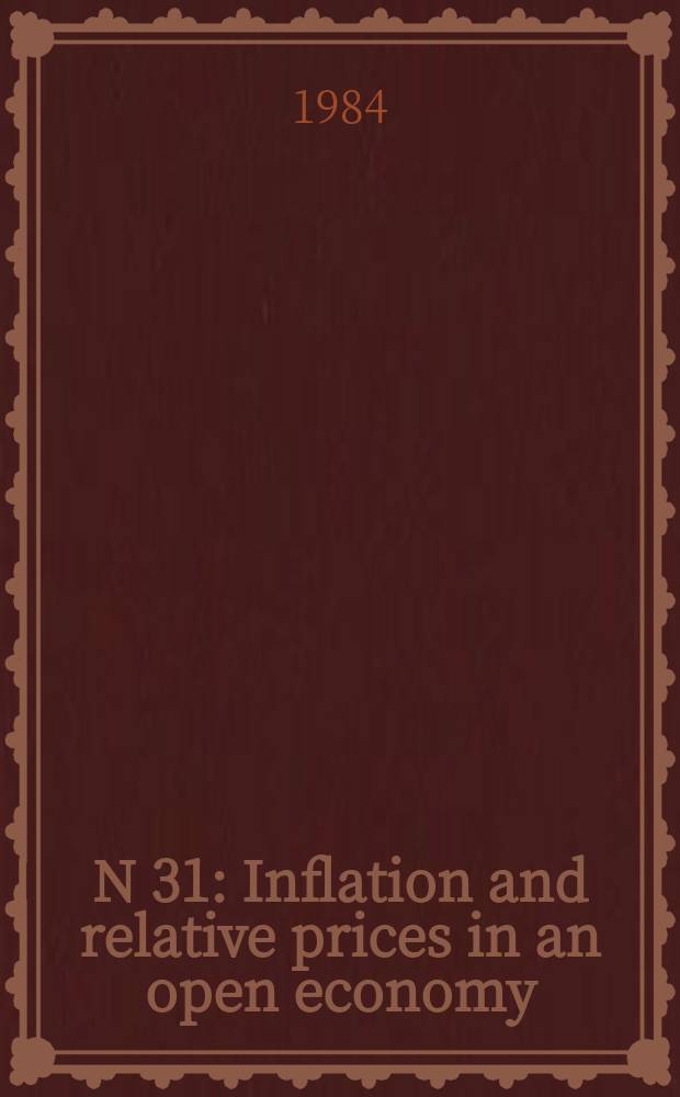N 31 : Inflation and relative prices in an open economy