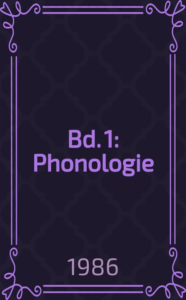 Bd. 1 : Phonologie