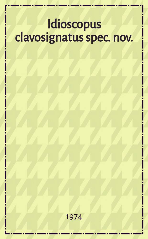 12 : Idioscopus clavosignatus spec. nov. (Homoptera, Cicdellidae)