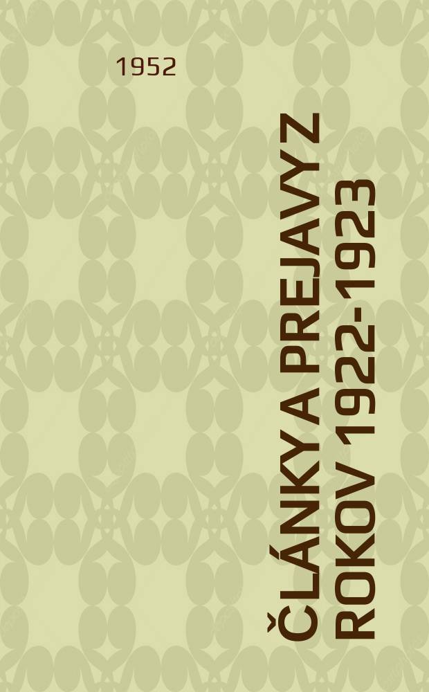 36 : Články a prejavy z rokov 1922-1923