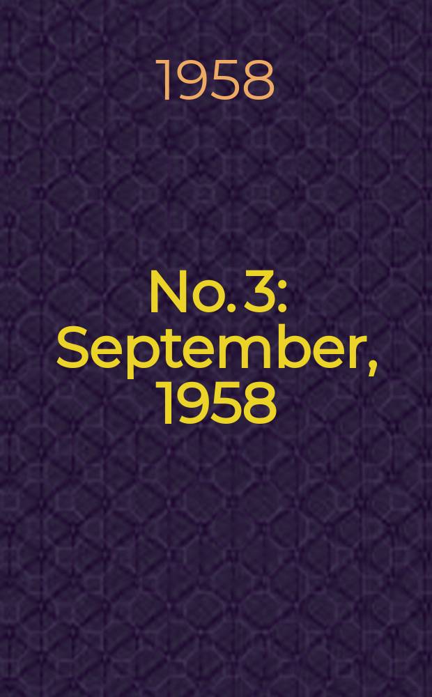 No. 3 : September, 1958