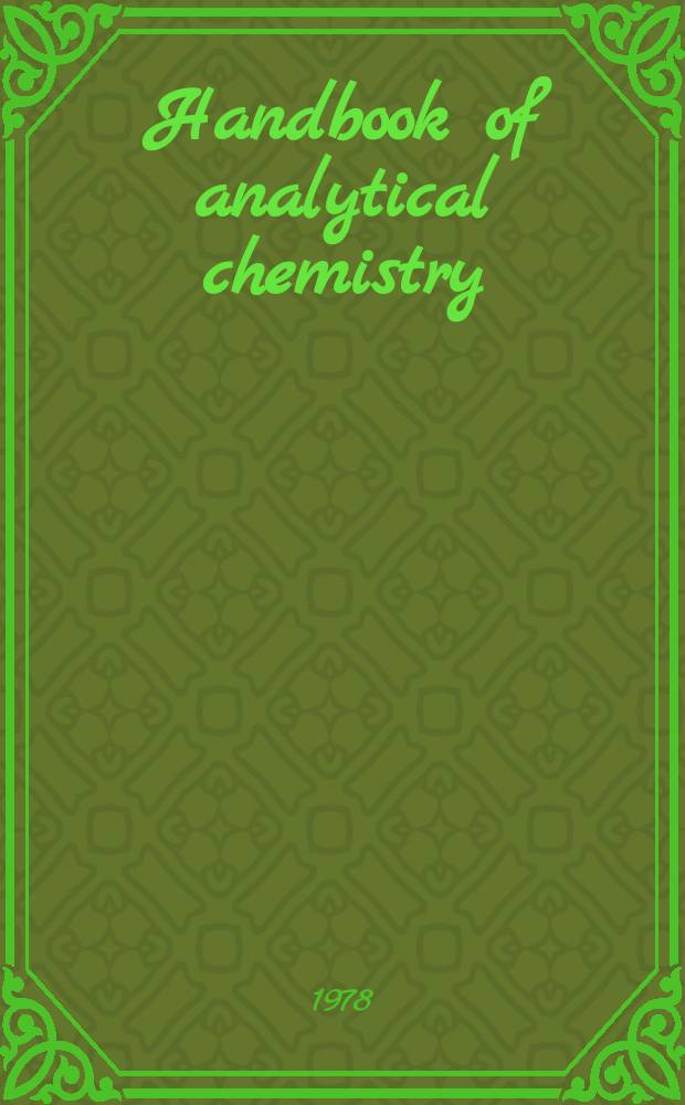Handbook of analytical chemistry