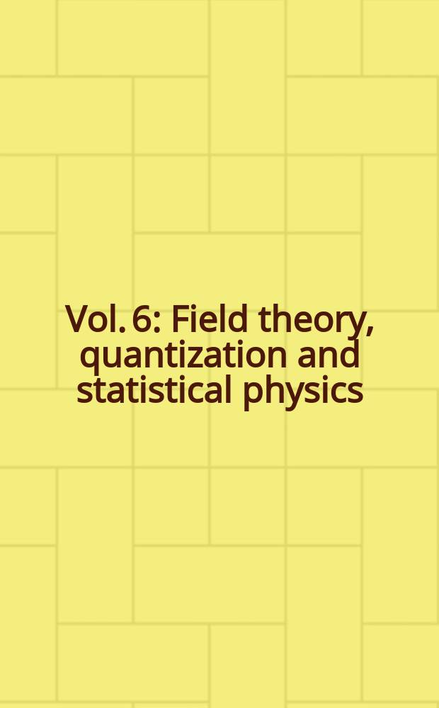 Vol. 6 : Field theory, quantization and statistical physics