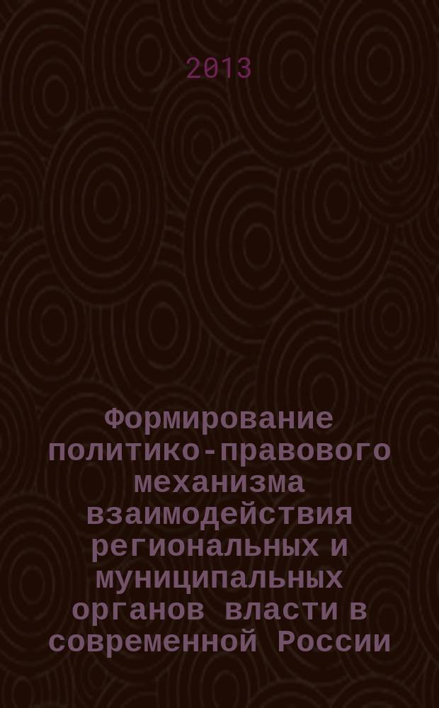 Формирование политико-правового механизма взаимодействия региональных и муниципальных органов власти в современной России : автореферат диссертации на соискание ученой степени кандидата политических наук : специальность 23.00.02 <Политические институты, политические процессы и технологии>