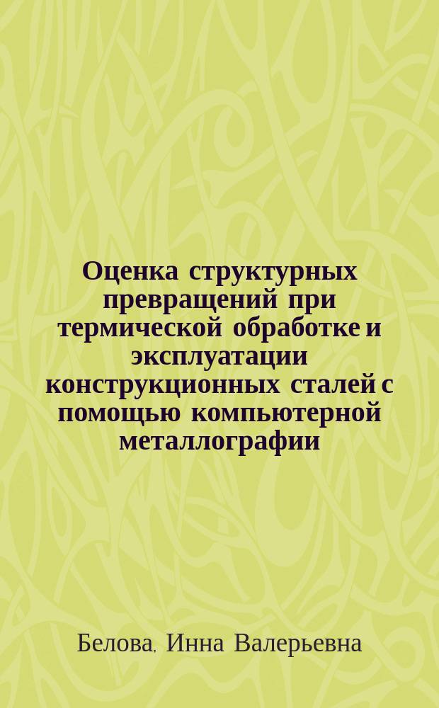 Оценка структурных превращений при термической обработке и эксплуатации конструкционных сталей с помощью компьютерной металлографии : автореферат диссертации на соискание ученой степени кандидата технических наук : специальность 05.16.09 <Материаловедение по отраслям>