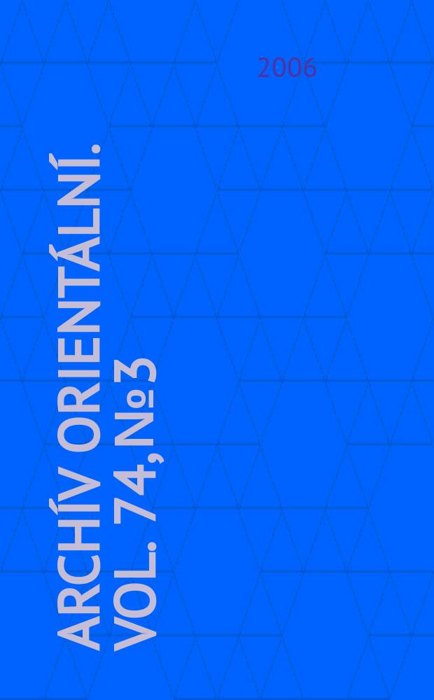 Archív orientální. Vol. 74, № 3