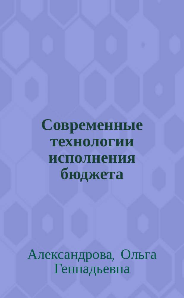 Современные технологии исполнения бюджета : учебное пособие