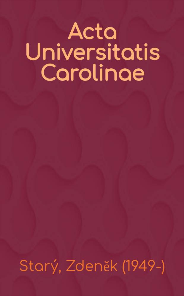 Acta Universitatis Carolinae : 1994. Ve jménu funkce a intervence = Во имя функции и вмешательства