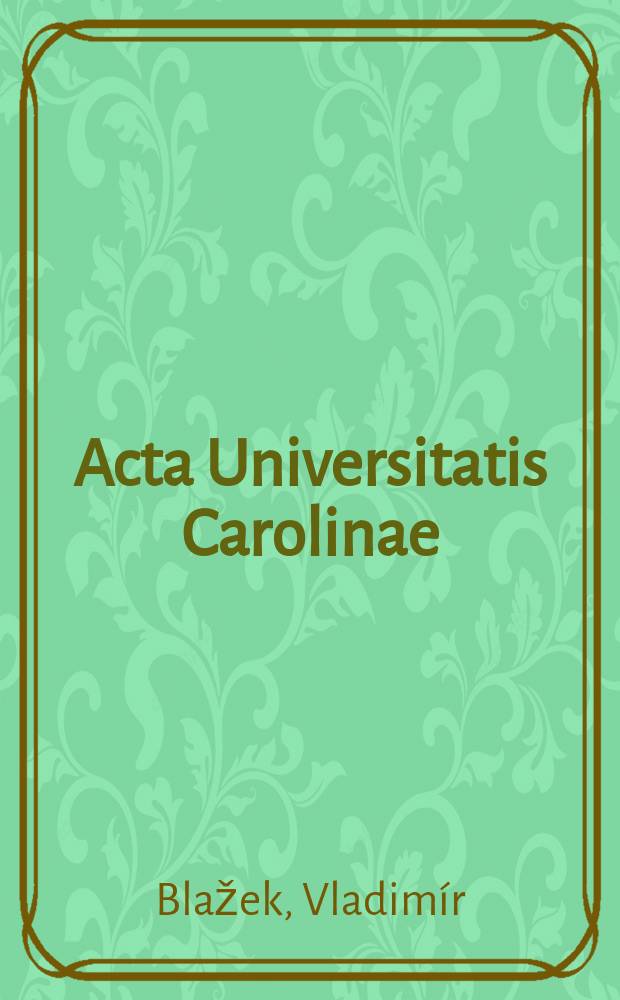 Acta Universitatis Carolinae : 1994. Problematika staroruské substantivní paradigmatiky = Проблемы субстантивной парадигматики древнерусского языка