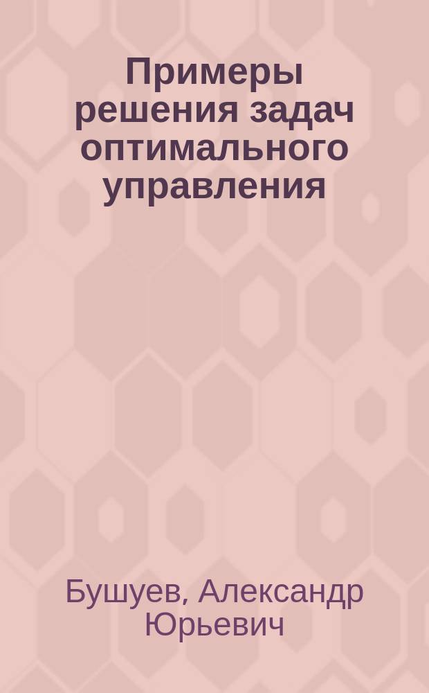 Примеры решения задач оптимального управления : методические указания к решению задач по дисциплине "Оптимальное управление"