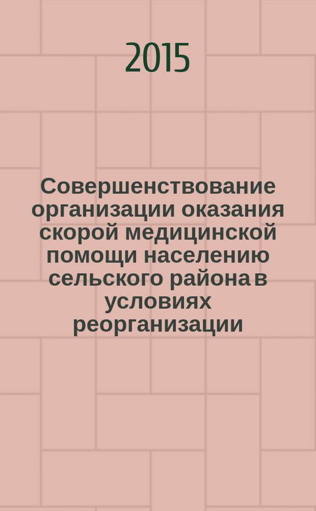 Совершенствование организации оказания скорой медицинской помощи населению сельского района в условиях реорганизации : автореферат диссертации на соискание ученой степени кандидата медицинских наук : специальность 14.02.03 <Общественное здоровье и здравоохранение>