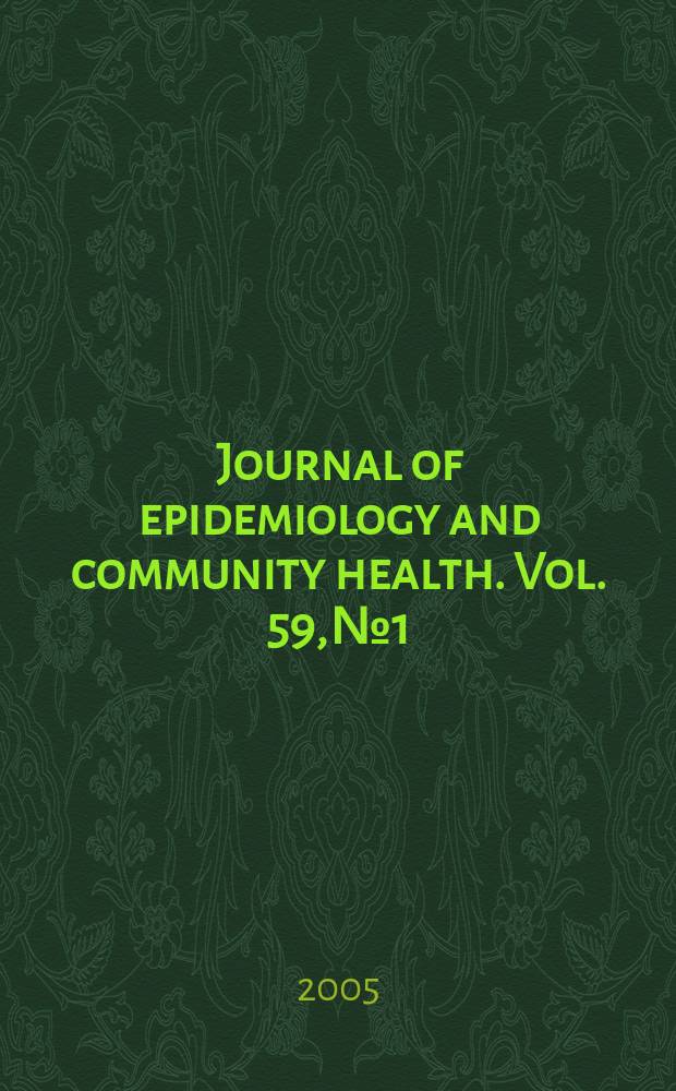 Journal of epidemiology and community health. Vol. 59, № 1