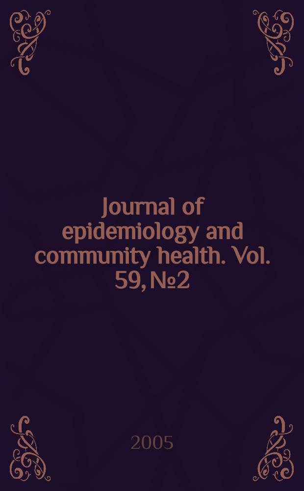 Journal of epidemiology and community health. Vol. 59, № 2