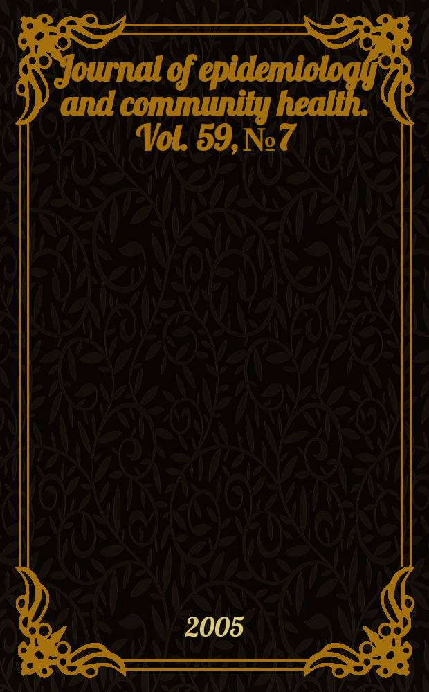 Journal of epidemiology and community health. Vol. 59, № 7