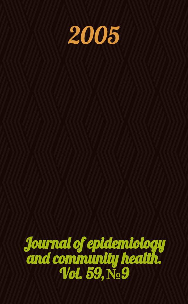 Journal of epidemiology and community health. Vol. 59, № 9