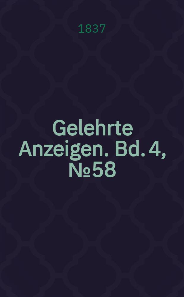 Gelehrte Anzeigen. Bd. 4, № 58