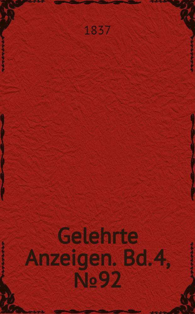 Gelehrte Anzeigen. Bd. 4, № 92