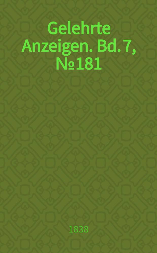 Gelehrte Anzeigen. Bd. 7, № 181