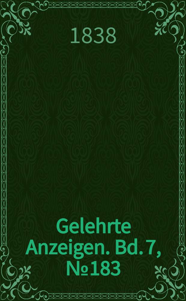 Gelehrte Anzeigen. Bd. 7, № 183