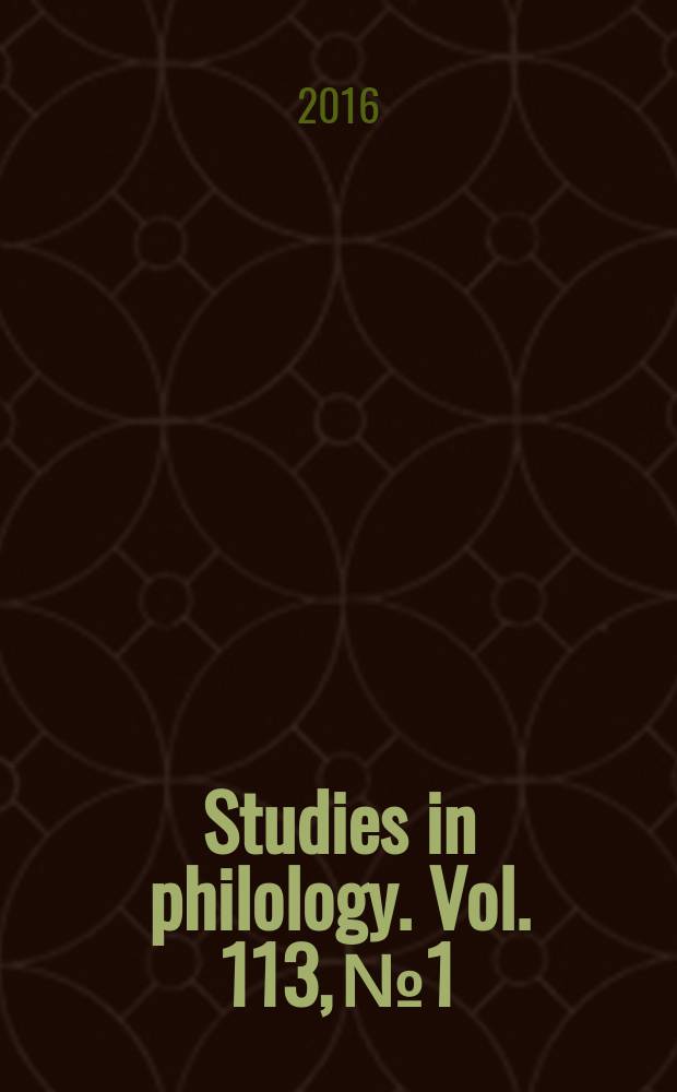Studies in philology. Vol. 113, № 1