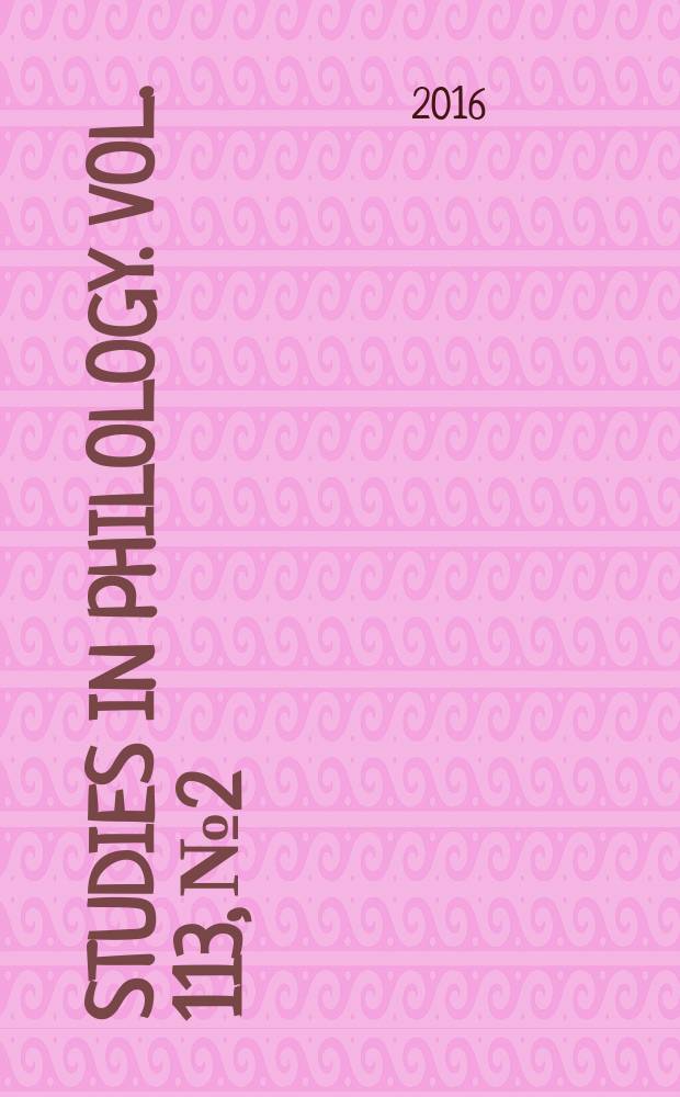 Studies in philology. Vol. 113, № 2