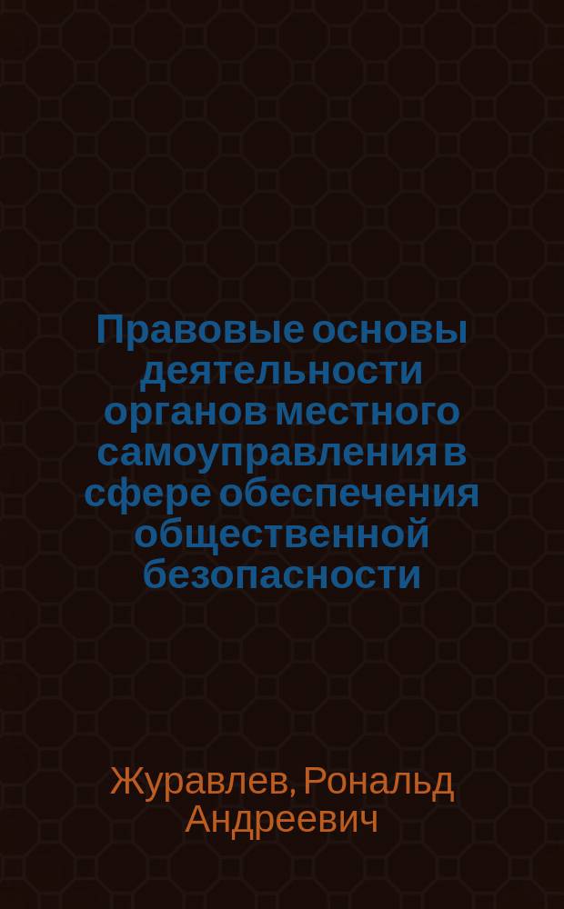 Правовые основы деятельности органов местного самоуправления в сфере обеспечения общественной безопасности: история, современность, перспективы = Legal basis of local authorities activity concerning public security: history, modern conditions, prospects : монография