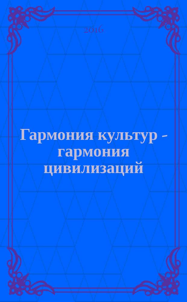 Гармония культур - гармония цивилизаций : сборник статей по материалам Международного молодежного форума (Нижний Новгород, 15-17 ноября 2015)