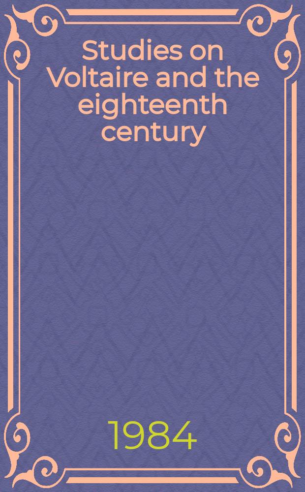 Studies on Voltaire and the eighteenth century