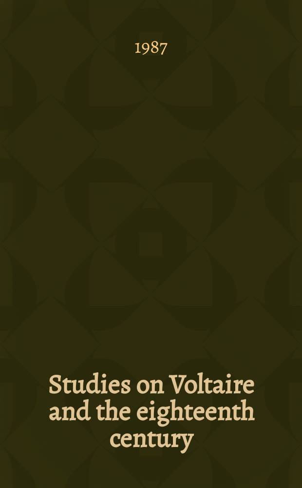 Studies on Voltaire and the eighteenth century
