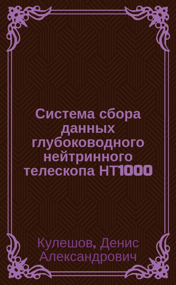 Система сбора данных глубоководного нейтринного телескопа НТ1000 : автореферат диссертации на соискание ученой степени кандидата физико-математических наук : специальность 01.04.01 <Приборы и методы экспериментальной физики>