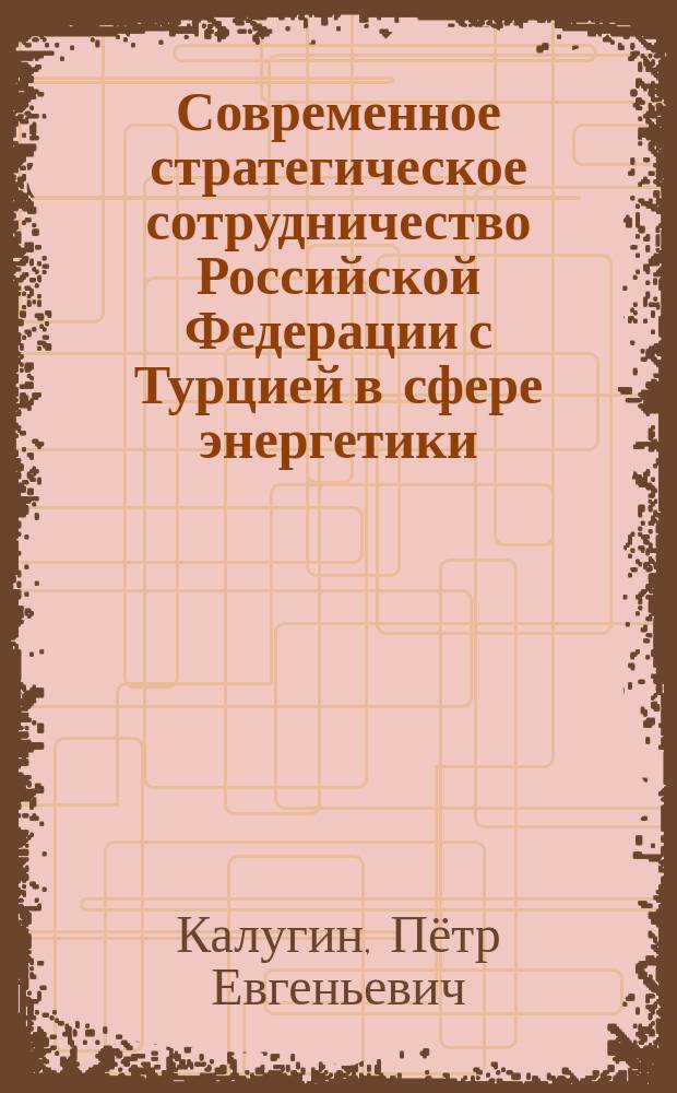 Современное стратегическое сотрудничество Российской Федерации с Турцией в сфере энергетики : автореферат диссертации на соискание ученой степени кандидата исторических наук : специальность 07.00.03 <Всеобщая история>