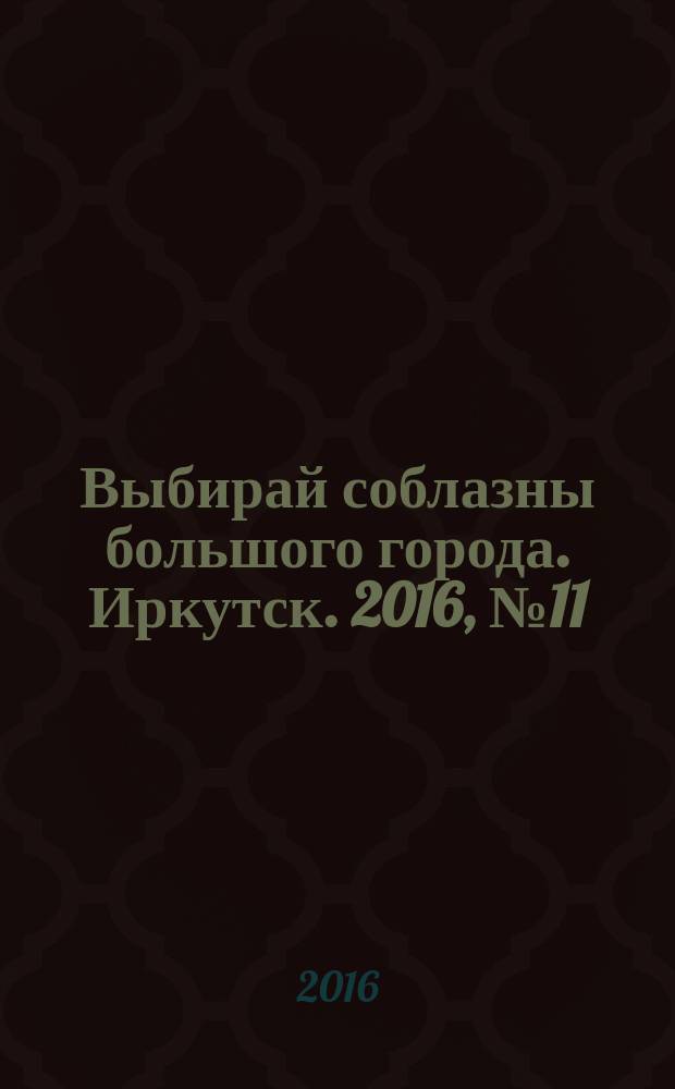 Выбирай соблазны большого города. Иркутск. 2016, № 11 (246)
