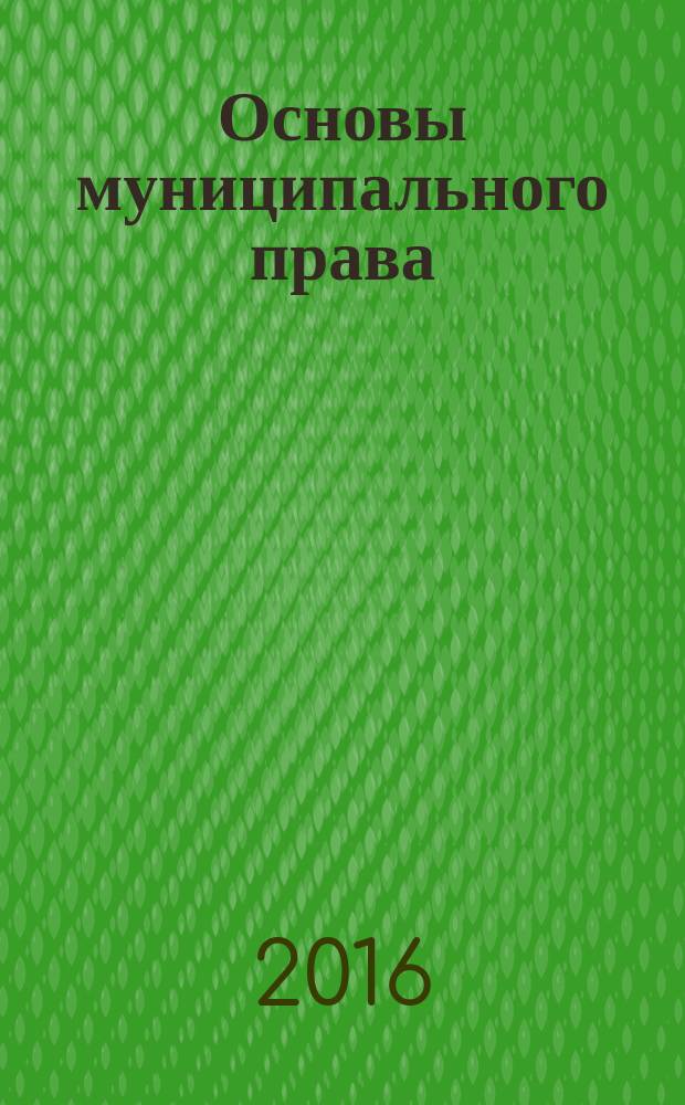 Основы муниципального права : учебное пособие для бакалавров
