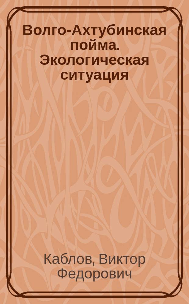 Волго-Ахтубинская пойма. Экологическая ситуация: проблемы и решения по ее улучшению = The Volga-Akhtuba flood land. Environmental situation: problems and solutions for its improvement : монография