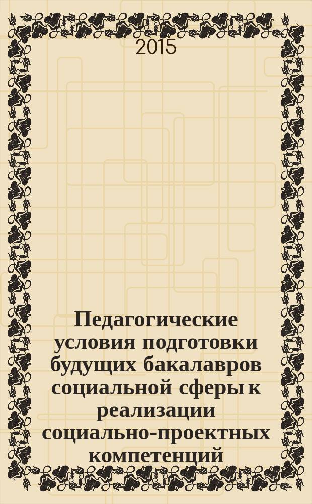 Педагогические условия подготовки будущих бакалавров социальной сферы к реализации социально-проектных компетенций : автореферат дис. на автореф. дис. на соиск. уч. степ. кандидата педагогических наук : специальность 13.00.08 <теория и методика проф. образования>