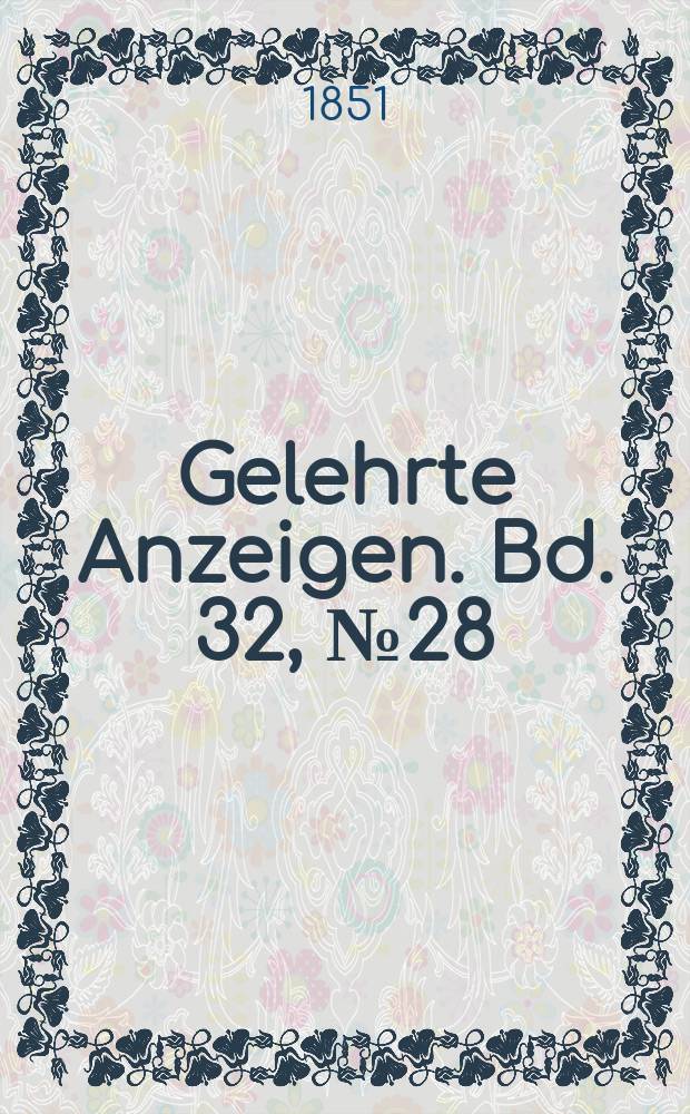 Gelehrte Anzeigen. Bd. 32, № 28